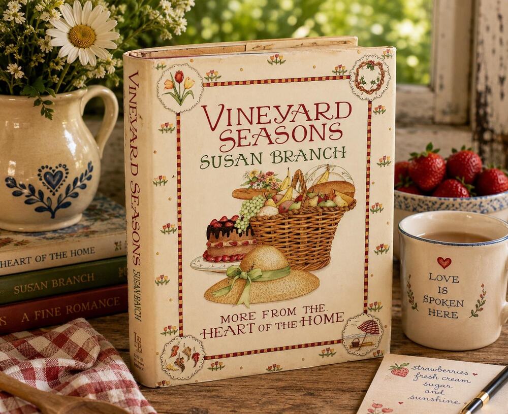 Vintage Susan Branch Vineyard Seasons Cookbook 1988 First Edition, Cottagecore